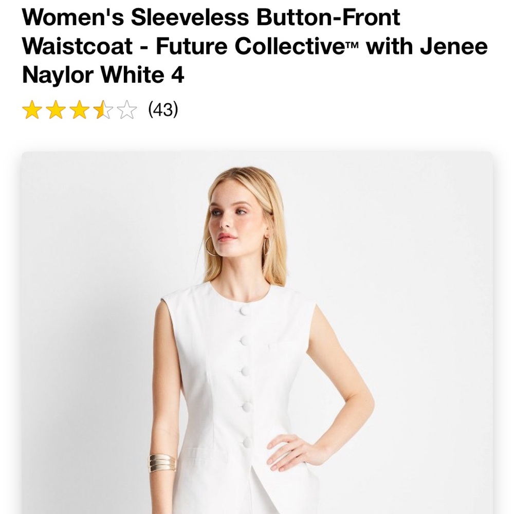 Jeneé Taylor Target Future Collective Women’s Sleeveless Button-Front Waistcoat